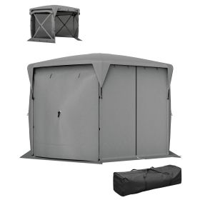 11 X 11ft  Up Gazebo Screen Tent With Removable Roof Cover, Roll-up Wind Panels For Camping, Backyard, Dark Gray