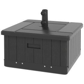 3-in-1 Outdoor Umbrella Base with Wheels and Handles, End Table, Flower Box Planter with Hole, 175 lbs. Capacity, Black (Option: Black-640x650x135 mm)