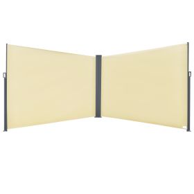 20' Double Retractable Patio Side Awning Garden Sun Shade with UV-Fighting Screen, Auto Pull-Back Function, & Steel Frame, Outdoor or Indoor Use (Option: Beige-2100x400x130 mm)