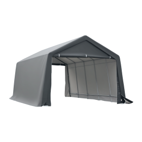 12' x 20' Carport Portable Garage, Heavy Duty Storage Tent, Patio Storage Shelter w/ Anti-UV PE Cover and Double Zipper Doors, for Motorcycle Bi (Option: Grey-1530x310x190 mm)