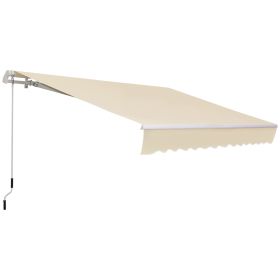 12' x 8' Patio Awning, Canopy Retractable Sun Shade Shelter w/ Manual Crank Handle for Deck, Yard, Cream White (Option: Cream White-1900x280x190 mm)