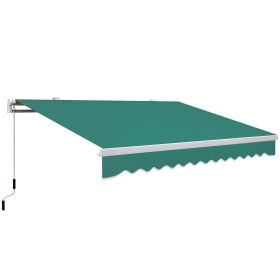 13' x 8' Retractable Awning, Patio Awnings, Sunshade Shelter w/ Manual Crank Handle, UV & Water-Resistant Fabric and Aluminum Frame for Deck, Ba (Option: Green-1595x260x200 mm)