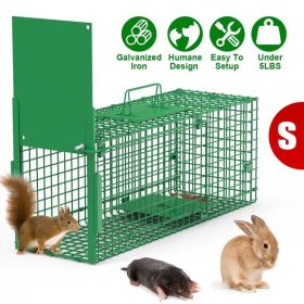 Live Animal Cage Trap For Animals Under Easy To Setup Humane Galvanized Iron Trap Cage For Raccoons Armadillos Groundhogs Muskrats Opossums Skunk (Option: SGreen)