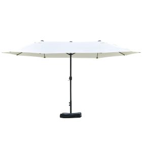 Patio Umbrella 15' Steel Rectangular Outdoor Double Sided Market with base, UV Sun Protection & Easy Crank for Deck Pool Patio, Beige (Option: Beige-1440x410x180 mm)