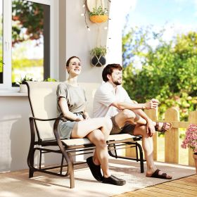 2-Person Outdoor Glider Bench，Patio Glider Loveseat Chair with Powder Coated Frame，2 Seats Porch Rocking Glider for Backyard (Option: Yellow-1170x715x185 mm)