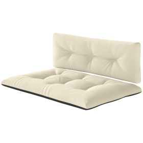 2 Seater Pallet Cushions Outdoor 3.9" Thick Replacement Cushions - Tufted Design for Garden, Patio, Cream White (Option: Cream White-250x250x840 mm)