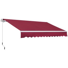 12' x 8' Patio Awning, Canopy Retractable Sun Shade Shelter w/ Manual Crank Handle for Deck, Yard, Red (Option: Red-1900x280x190 mm)