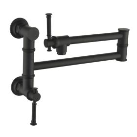 Wall mounted Pot Filler Faucet, Modern Brass Pot Filler Two-Attachment Wall Mount Folding Kitchen Pot Filler Swing Arm (Option: Default title)