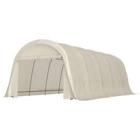 12' x 23.6' Heavy Duty Carport, UPF50+ Portable Garage Car Canopy Tent with Galvanized Frame, Large Door, Beige (Option: Beige-1610x435x215 mm)