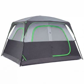 6-person Waterproof And Windproof Family Camping Tent, With Spacious Interior, Easy-to-install Double-layer Tent, Featuring Mesh Windows And Skyl (Option: Grey)
