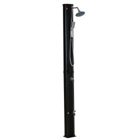7' Outdoor Solar Heated Shower with 360 Rotating Rainfall & Handheld Shower Head, Foot Shower Faucet, Temperature and Pressure Adjustable, Holds (Option: Black-1135x210x380 mm)