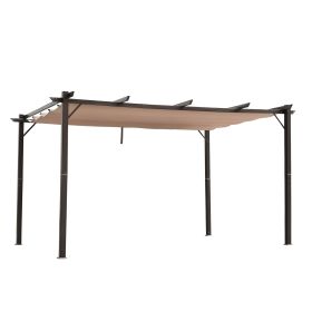 10' x 13' Aluminum Patio Pergola with Retractable Pergola Canopy, Backyard Shade Shelter for Porch, Outdoor Party, Garden, Grill Gazebo, Brown (Option: Brown-1640x440x190 mm)