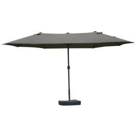 Patio Umbrella 15' Steel Rectangular Outdoor Double Sided Market with base, UV Sun Protection & Easy Crank for Deck Pool Patio Dark Gray (Option: Dark Grey-1440x410x180 mm)