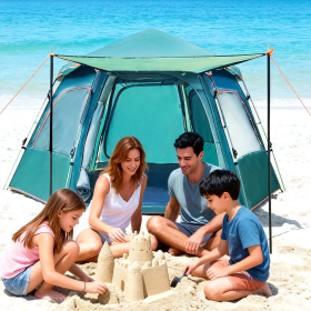 Quick-opening Tent 4-6 Person Medium-sized Outdoor Portable Tent Suitable For Family Camping Outdoor Activities Camping Tent Pop-up Tent Outdoor (Option: Dark Green)