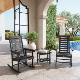 2 Pieces Outdoor Rocking Chairs (Option: Black-1090x570x220 mm)