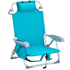 63x65x82cm Short Oxford Cloth Silver White Aluminum Tube Bearing Beach Chair Mint Green (Option: 69421644)