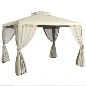 9.6' x 11.6' Patio Gazebo Outdoor Canopy Shelter with 2-Tier Roof and Netting, Steel Frame for Garden, Cream White (Option: Cream White-1980x265x140 mm)
