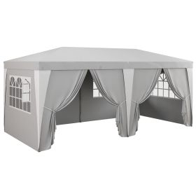 19 x 10' Pop Up Canopy with Removable Sidewalls, Windows, Height Adjustable Ez Up Canopy for Outdoor Events, Party, Gray (Option: Light Gray-1190x370x250 mm)