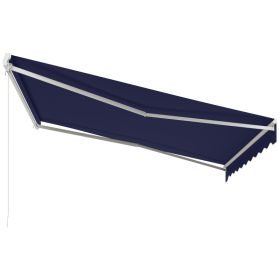 12' x 10' Electric Retractable Awning Sunshade Shelter with Remote Controller, Crank Handle for Deck Balcony Yard, Blue (Option: Dark Blue-2020x250x205 mm)