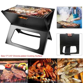 Foldable BBQ Grill Portable BBQ Barbecue Grill Camping Garden Outdoor Travel for Camping Picnic RV Travel Backyard (Option: Black)