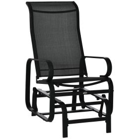 Outdoor Patio Sling Fabric Swing Glider Rocker Chair with Smooth Rocking Arms, Black (Option: Black-740x170x550 mm)