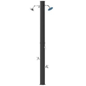 9.2 Gallon Slolar Heated Outdoor Shower with 2 Free-Rotating Shower Heads and Foot Showers for Poolside Beach Spa, 7.1ft (Option: Black-1135x380x225 mm)