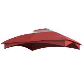 10' x 12' 2-Tier Gazebo Cover, Patio Gazebo Canopy Replacement with Drainage Holes for 84C-210 Series, Wine Red (Option: Wine Red-420x280x100 mm)