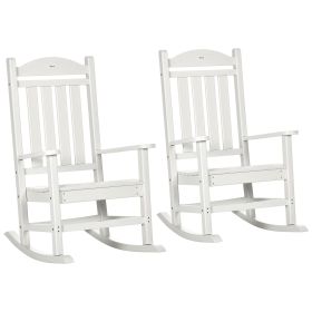 2PCs Outdoor Rocking Chair with Armrests, Fade-Resistant Waterproof HDPE for Indoor & Outdoor, White (Option: White-1150x660x250 mm)