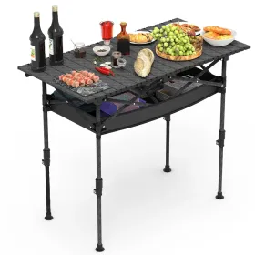 Portable Folding Camping Table With Adjustable Height Rustproof Carbon Steel Foldable Roll-Up Camping Table for Picnic Camping Hiking Beach BBQ (Type: MSizeWithNet)