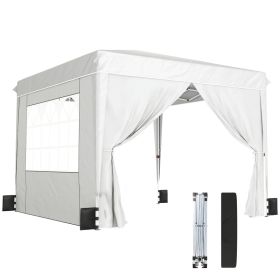 10 x 10 ft Pop Up Canopy Tent with Sidewalls, UPF50+ Outdoor Portable Instant Canopy Shelter with Carry Bag, White (Option: White-1190x250x245 mm)