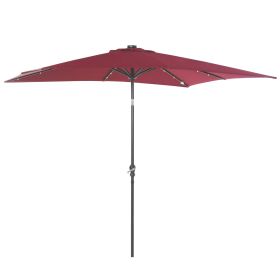 9' x 7' Solar Umbrella, LED Lighted Patio Umbrella for Table or Base with Tilt & Crank, Outdoor Umbrella for Garden, Deck, Backyard, Pool, Beach (Option: Wine Red-1840x155x160 mm)