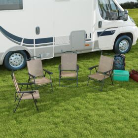4 Piece Folding Patio Camping Chair Set (Option: Brown-950x370x580 mm)