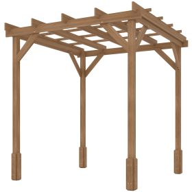 6.6' x 6.6' Wood Pergola, Outdoor Gazebo Grape Trellis with Stable Structure for Climbing Plant Support, Dark Brown (Option: Brown-2110x260x160 mm)
