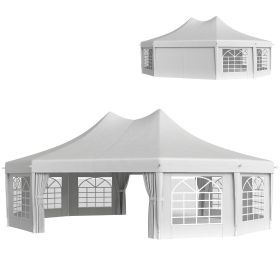 29' x 21' Canopy Party Event Tent with 2 Pull-Back Doors, White (Option: White-2430x270x110 mm)