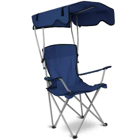 Foldable Beach Canopy Chair Sun Protection Camping Lawn Canopy Chair 330LBS Load Folding Seat (Color: NavyBlue)