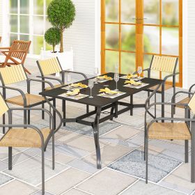 Rectangular Patio Table with Umbrella Hole (Option: Black-1000x850x155 mm)