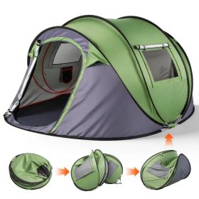 4 Person Pop Up Tent for Camping, Waterproof Instant Family Tent with Front Awning, Automatic Tent Throw Pop Up Instant Flip Pop Tent for Camping (Option: Default title)