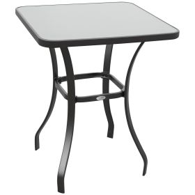 27" Square Bistro Table Garden Dining Table Outdoor Tempered Glass Table (Option: Black-700x100x700 mm)