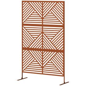 Decorative Privacy Fence Screen, Metal Outdoor Privacy Screen Climbing Plant Trellis with Stand, Rhombus Brown (Option: Brown/Rhombus-1345x695x95 mm)