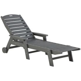Outdoor Chaise Lounge Chair, Waterproof Pool Furniture with Reclining Adjustable Backrest & Wheels for Beach, Tanning, Poolside, Patio, Light Gr (Option: Light Gray-600x155x1225 mm)