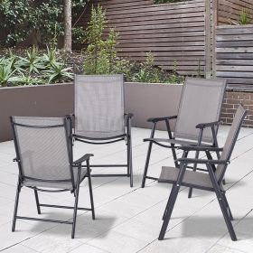 Set of 2 Outdoor Folding Chairs (Option: Dark Grey-900x470x610 mm)