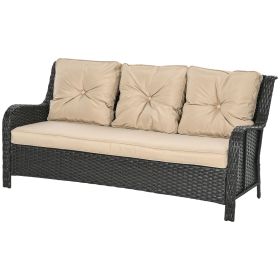 3-Seater Outdoor Sofa w/ 4" Thick Cushions, Outdoor Couch, Beige (Option: Beige-1720x290x700 mm)