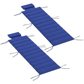Foldable Chaise Lounge Cushion Set of 2, Outdoor Lounge Chair Cushion Set, UPF50+ 230gsm Olefin, 80" x 26" Dark Blue (Option: Blue-690x360x370 mm)