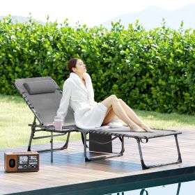 Folding Outdoor Chaise Lounge Chair Tanning Chair with 5-Level Adjustable Back (Option: Gray-780x170x610 mm)