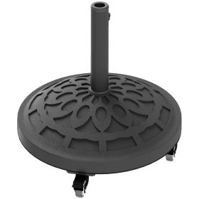 Round Patio Umbrella Base with Wheels, 46 lbs Resin Umbrella Stand Base, Heavy Duty Patio Umbrella Holder for 1.3"/1.5"/1.9" Umbrella Poles for (Option: Black-670x575x145 mm)