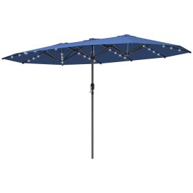 Garden Parasol, Double-Sided Sun Umbrella with LED Solar Lights, Patio Parasol for Outdoor, Blue (Option: Blue-1450x410x150 mm)