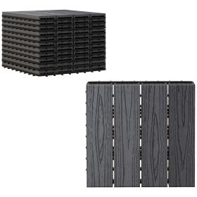 Interlocking Deck Tiles, Pack of 11 Outdoor Flooring Patio Tiles, 12" x 12", All Weather for Porch, Balcony, Backyard for a New Classic Look, Gr (Option: Grey-350x350x240 mm)
