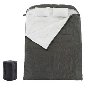 Adult Double Warm Sleeping Bag With Pillow, Lightweight, Portable And Compact Double Sleeping Bag (Option: Black)