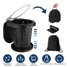 Multi-Purpose Retractable Portable Toilet, Adjustable Height Collapsible Potty for Adults, Elderly & Kids, for Camping, Travel, Indoor Emergency (Option: Black)